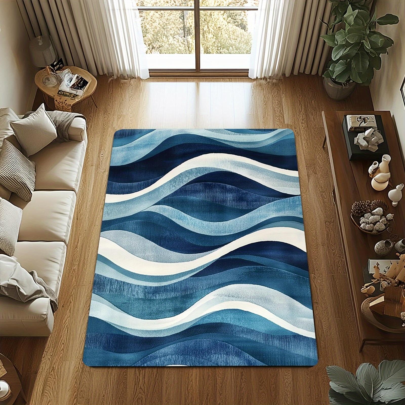 

1 шт. Мягкий коврик с волнистым узором, нескользящий, для гостиной и кухни - Легкий, полиэстеровый коврик, можно стирать вручную 50x80cm