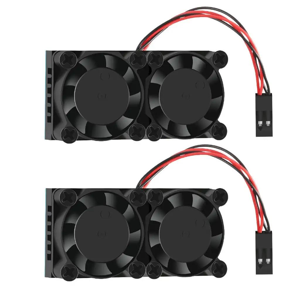 For Raspberry Pi 4 Cooling Fan Kit Dual Fans with Thermal Conductive Adhesive Tape and Heat Sink for Raspberry Pi 4,3 B+ 2
