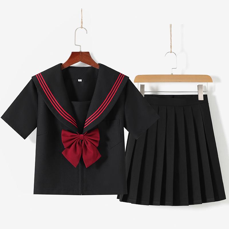 Japanischer roter Matrosenanzug: Dreiteiliges Kurzer Rock JK Uniform Set