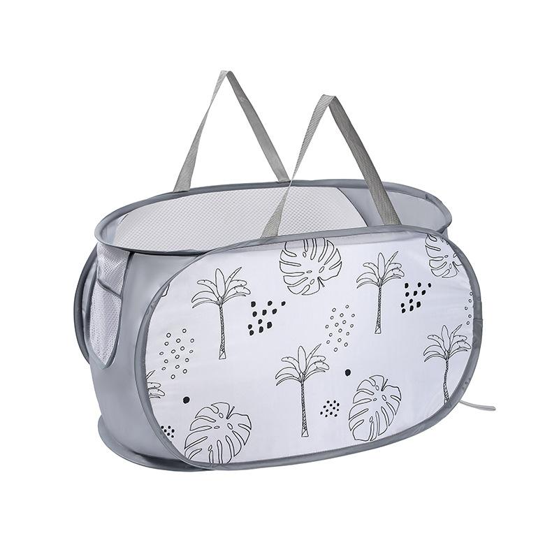 

Foldable Laundry Basket Portable Cartoon Storage Basket Dirty Clothes Organizer Large Capacity Mesh Bag Household Bathroom серый
