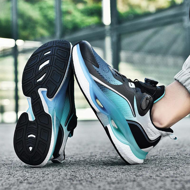 Rotating Button Summer New Mesh Breathable Sports Shoes Youth Popcorn Men's Shoes Ultra Light Running Shoes