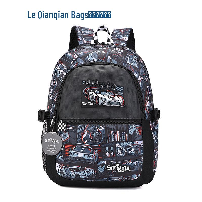 Australia Smiggle Sports Car Backpack: Spine Protection, Load Reduction, Large Capacity for Grades 4-6 Elementary Students.