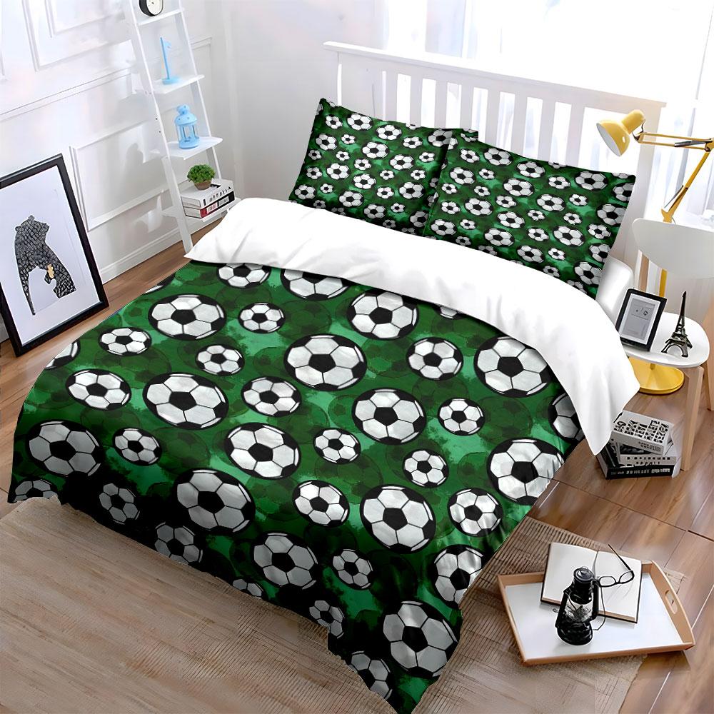 "Green Soccer Ball Bedding Set" Bedding Duvet Cover Set Duvet Cover Pillowcases (1 * Duvet Cover 2 * Pillowcases, Without Duvet Insert)