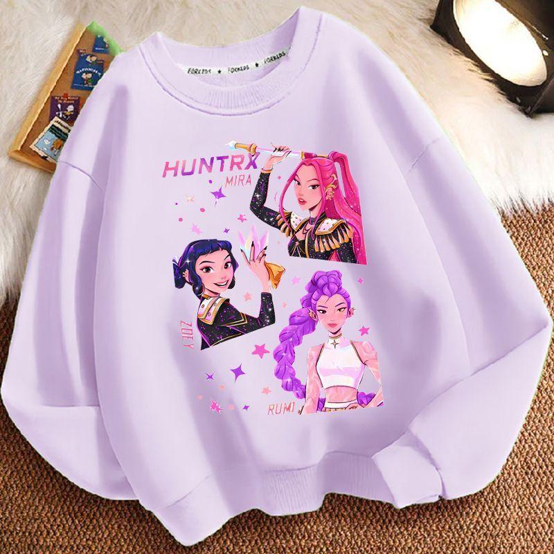 Children's Trendy Witch Hunt Team Round-neck Hoodies for Autumn and Winter, Loose Long-sleeved Casual Tops for Boys and Girls