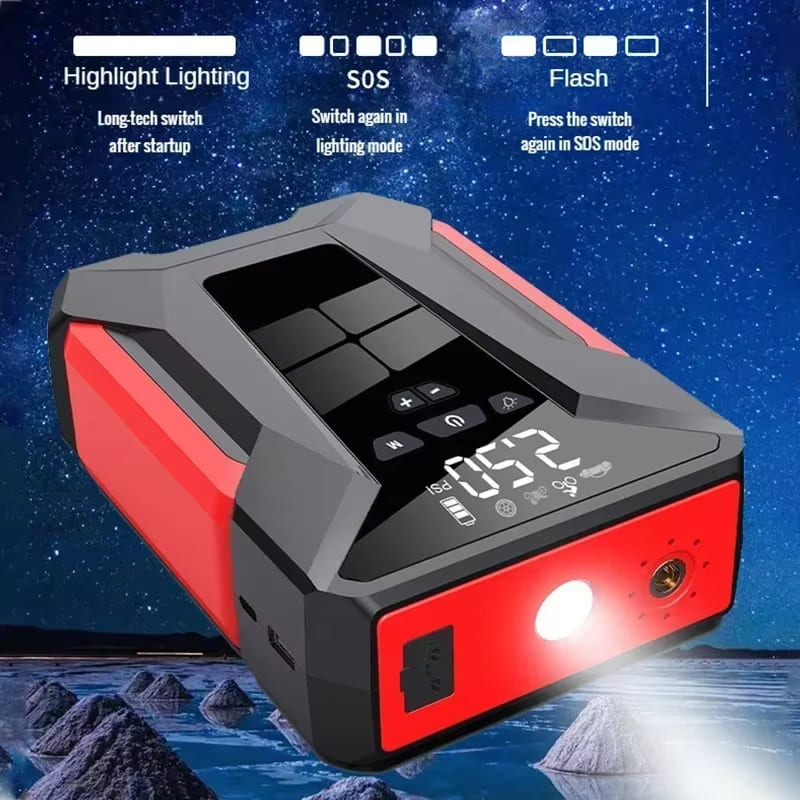 4 In 1 New Car Starting Air Compressor Multi-Function 28000mAh  Portable Battery Booster Digital Tire Inflator Fast Charging Emergency Power Supply