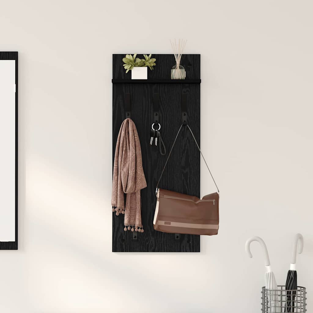 Wall Mounted Nightstand Black Oak Effect 40 x 10 x 90 cm