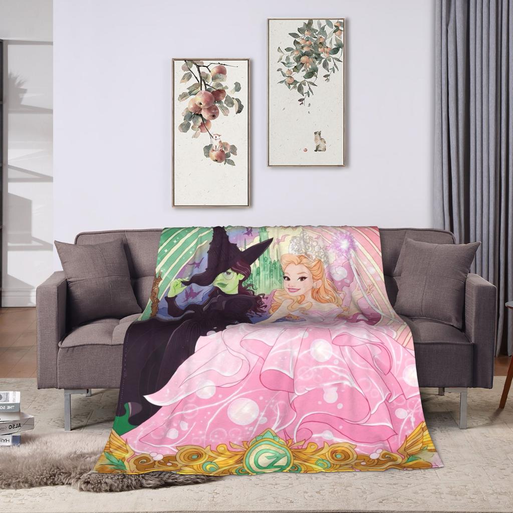 Wicked For Good Glinda and Elphaba Blanket Warm Soft Plush Bedding Throws For Living Room Decorative Flannel Bedspread Bed Cover