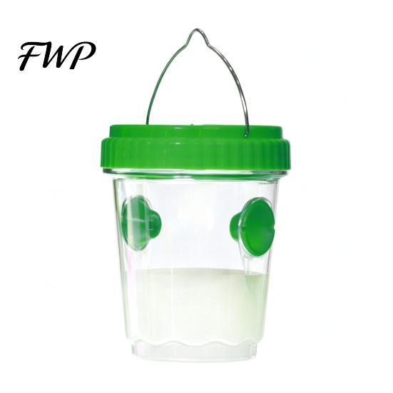 Fruit Fly Trap with Light Outdoor Solar Wasp Trap, Hanging Waterproof Hornet Bucket, Reusable Yellow Jacket Powered LED Light, Catcher for Garden