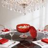 Bocal à Bonbons Épais en Verre Cristal Rouge avec Couvercle Boîte à Bijoux Ornementale Estampée Élégante Sucrenière pour Décorations de Mariages Fêtes