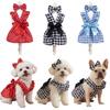 Flying Sleeve Pet Skirts Bow Headband Pet Dress Cute Cat Dog Princess Dress  Spring Summer