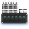 Joinfworld 6 Gang Rocker Switch Panel 12V Marine Boat Switch Panel Waterproof 12 Volt Blue LED Light Toggle Switch Panel ON Off With Pre-Wired For