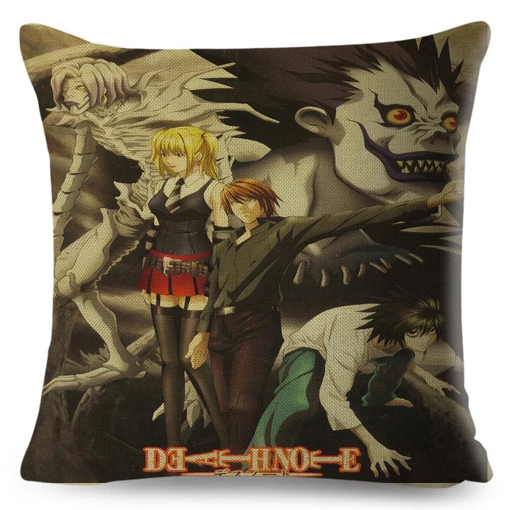 Death Note Cushion Cover Decor Cartoon Classic Anime Print Pillow Case Polyester Pillowcase for Sofa Home Children Room 45x45cm