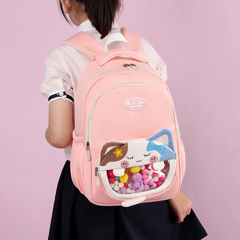Large Capacity Cartoon Backpack With Transparent Window Perfect For Kids School Use
