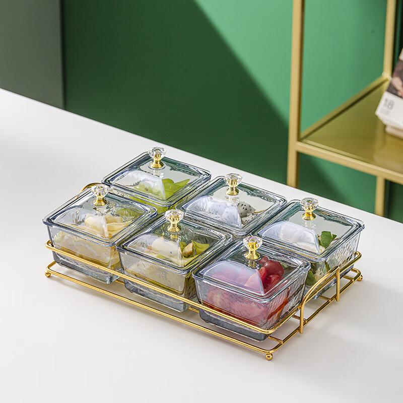 Commercial Glass Snack & Fruit Serving Platter with Lid 1 Set