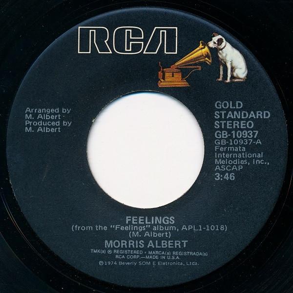 

7inch Record MORRIS ALBERT - Feelings GB10937 RCA Canada Pop Used