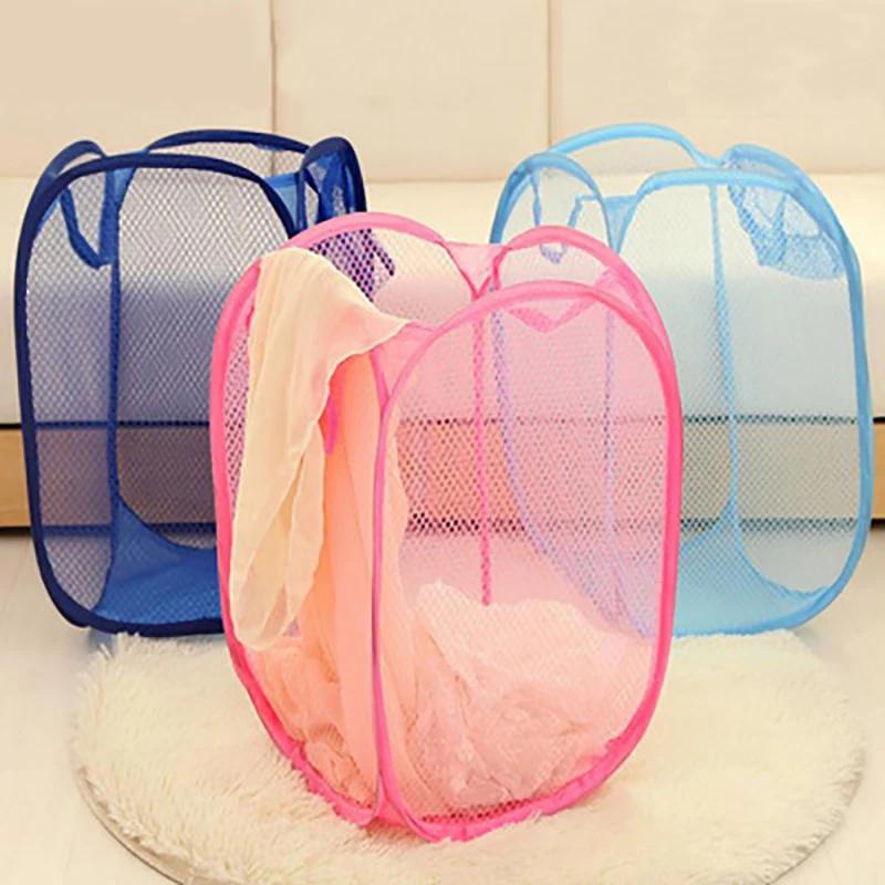 Large Capacity Folding Household Laundry Storage Basket Mesh Dirty Clothes Storage BasketToy Storage Bag Household StorageBucket