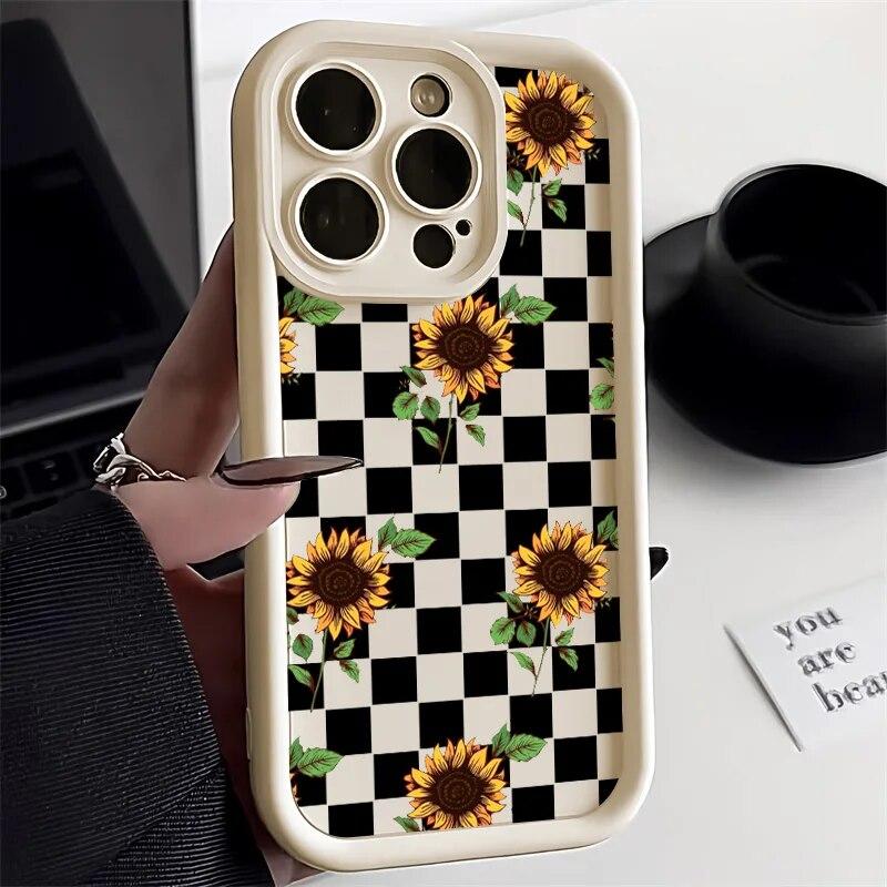 Daisy Flower Phone Case For iPhone 11 Case iPhone 15 14 Pro 13 12 Pro Max XR X XS Max 7 8 15 Plus SE 2020 Soft Candy Color Cover