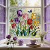 Art Waterproof Tulip Window Decals Removable DIY Butterfly Wall Stickers Self-adhesive Home Decor Tulip Glass Stickers Bedroom