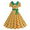 Damen Casual Polka Dot Print Kurzarm Midi Kleid mit Kragen - Leicht für den Sommer