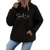 SMILE Women's Printed Long Sleeve Kangaroo Pocket Drawstring Hoodie