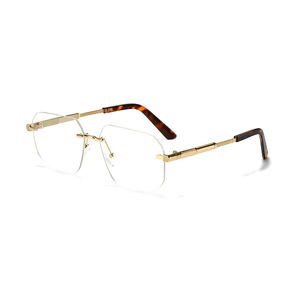 Vintage Sunglasses For Women Frameless Gradient Lenses Modern Fashionable Glasses Metallic Texture Lightweight Simple Design