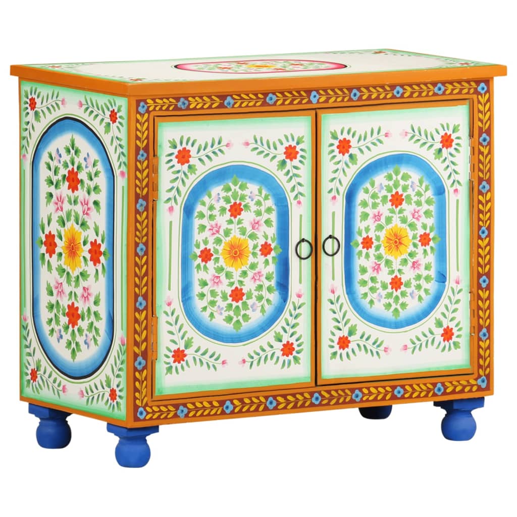 Sideboard Hand Painted 70 X 35 X 60 Cm Solid Mango Wood