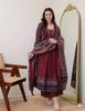 Women's Rayon Printed Anarkali Kurta and Pant with Dupatta Set
