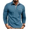 Új Férfi Alkalmi Divat POLÓ Ing Hajtókás Hosszú Ujjú Felső Színillesztéses Póló