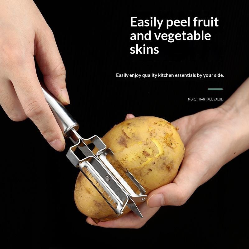 3 In 1 Stainless Steel Fruit Vegetable Peeler Sharp Blades Easy Peeling Easy Storage For Home Kitchen Daily Cooking Prep