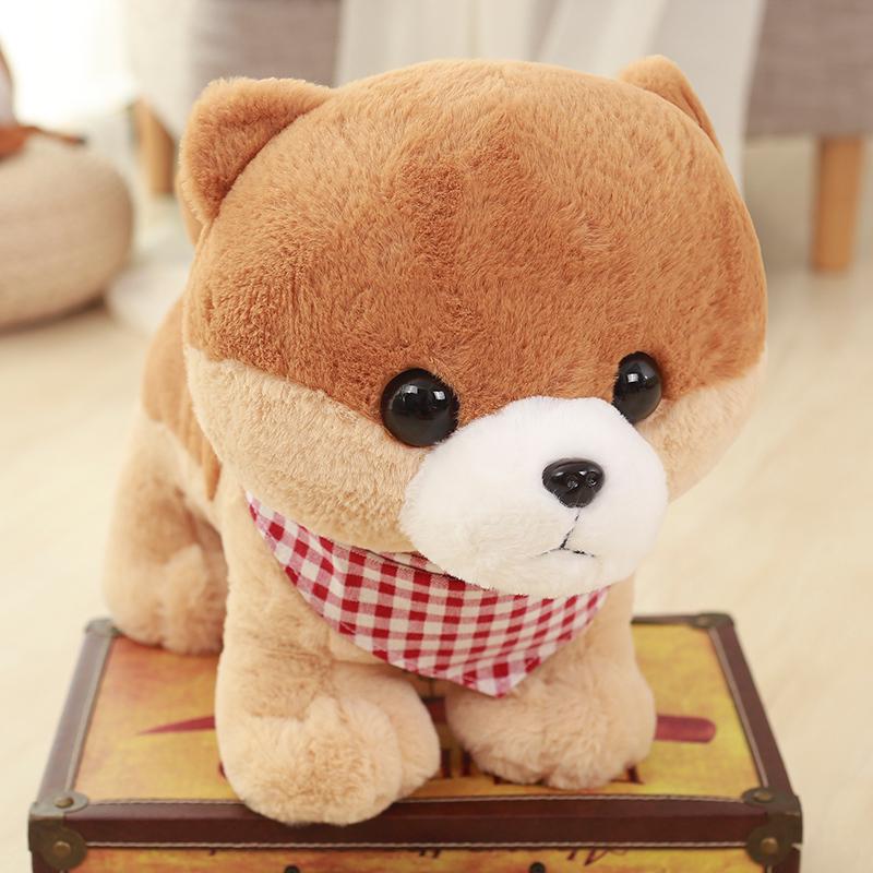 1ks 30cm Krásný vycpaný pejsek se šátkem Měkké roztomilé zvířátko Kreslený plyšový pes panenka pro děti B
