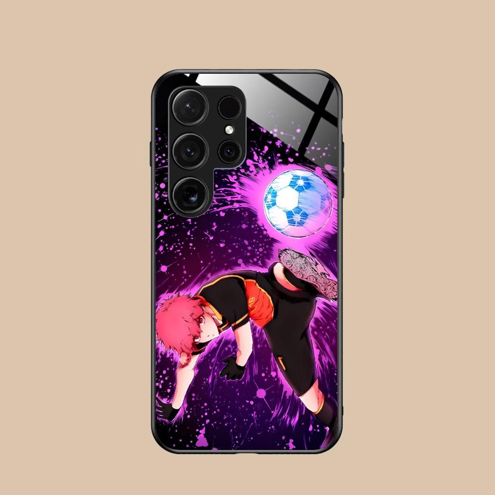 Blue Lock Ranze Kurona Glass Mobile Phone Case for Samsung Galaxy S26 S25 S24 S23 S22 S21 S20 Note20 Plus FE Ultra Cover Galaxy S23