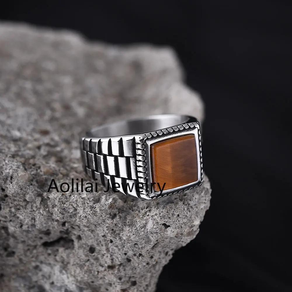 R3339 Men's High Quality 316LStainless Steel Onyx Watchband Rings Classic Fashion Trend Jewelry Product