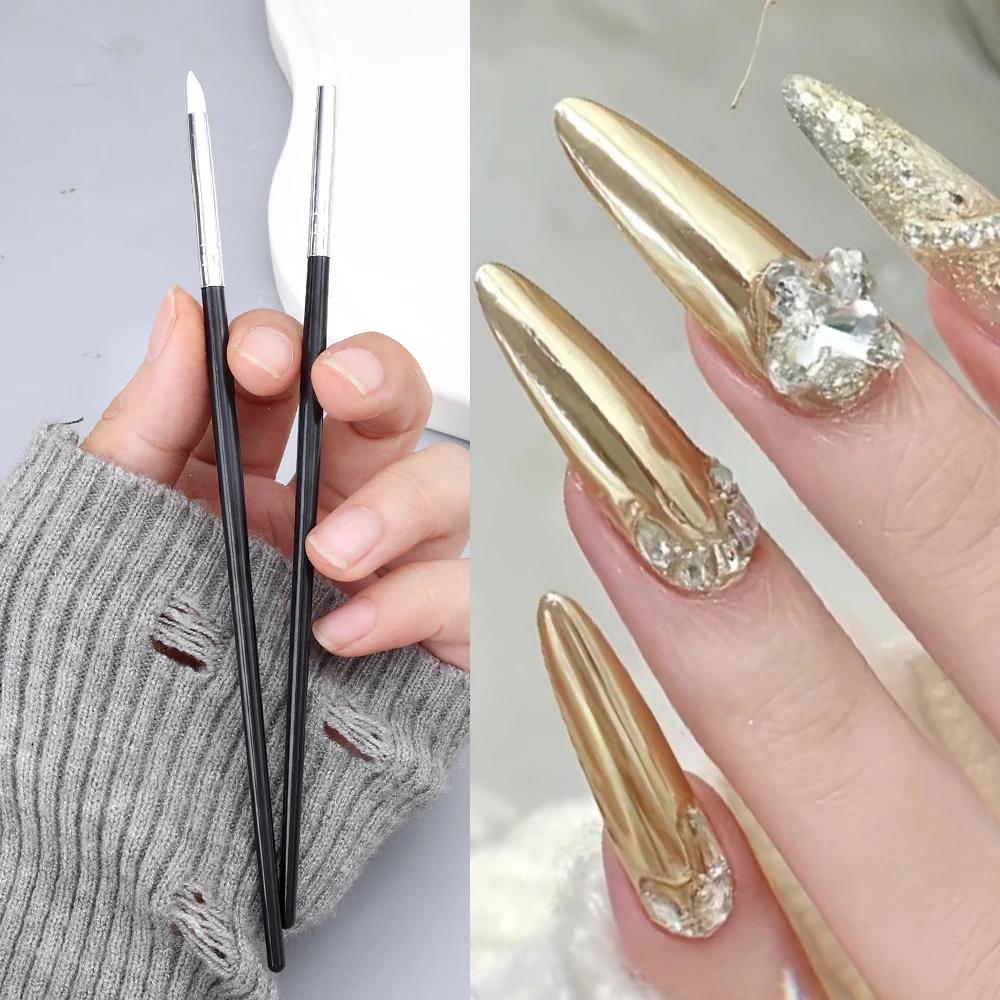 5Pcs DIY Nail Brushes Nail Art Carving Emboss UV Gel Shaping Pen Silicone Hollow Pottery Sculpture Tools Dotting Nail Brush