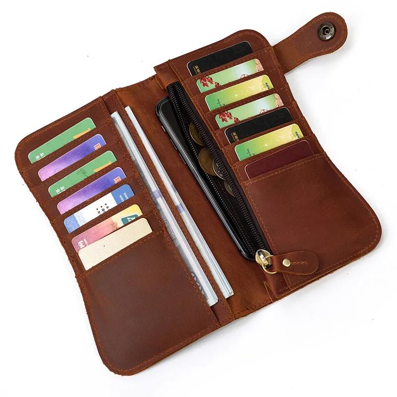 Genuine Leather Dragon Tiger Design Wallet Men Women Cow Leather Wallets Long Coin Purse Money Bag Organizer Cellphone Clutches