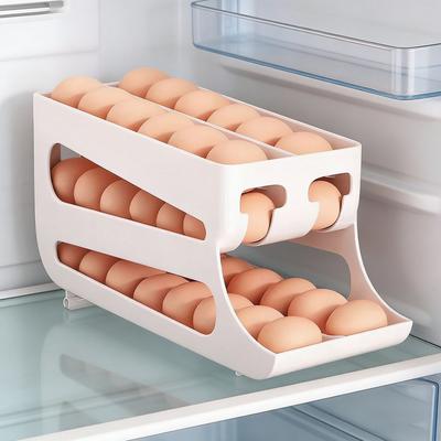 Space Saving Refrigerator Eggs Organizers With Rolling Mechanism And Secure Eggs Compartments