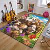 Adorable Puppies In a Spring Meadow Patterned Carpet, Non Slip Mat Suitable for Living Room and Bedroom Sofas