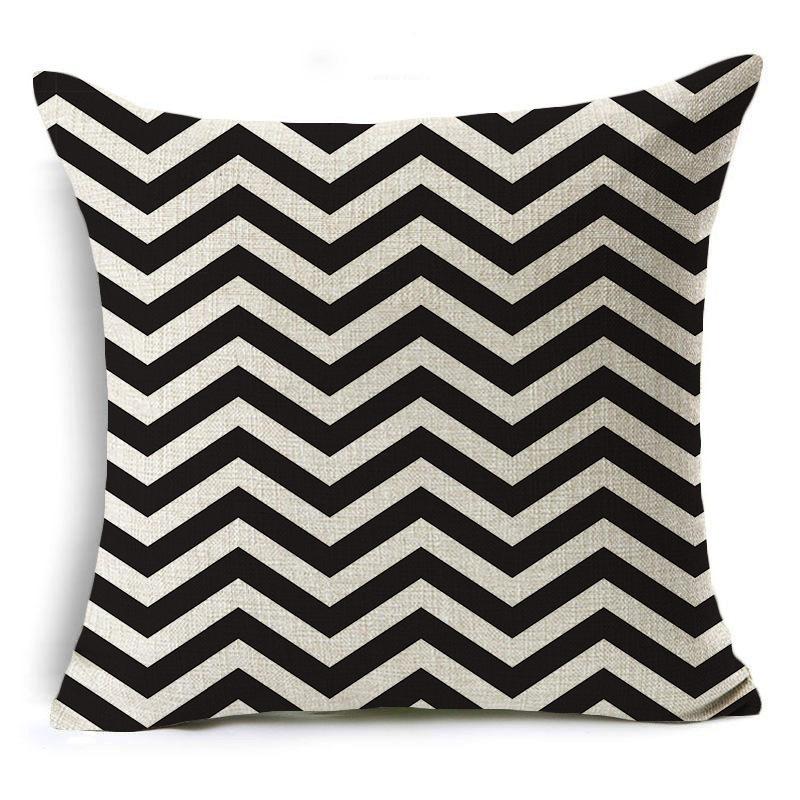 Modern Simple Black and White Geometric Linen Pillow Case Home Sofa Pillow Cushion Cover Soft Decoration
