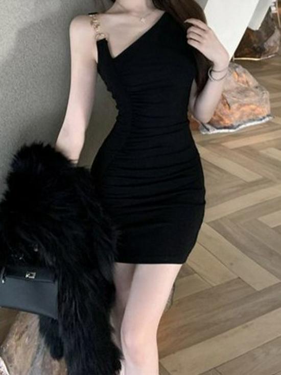 Elegant One-Shoulder Bodycon Little Black Dress