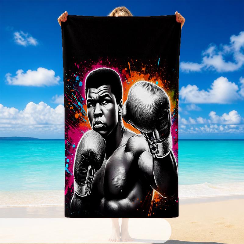 Sneldrogende Strandhanddoek Muhammad Ali Patroon, Lichtgewicht Absorberende Handdoek voor Zwembad Strand Vakantie Gebruik