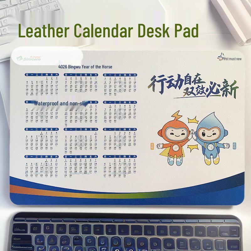 

2026 XL Leather Desk Mat: Non-Slip, Stain-Resistant Calendar & Hotkeys Mouse Pad 800x300x3mm