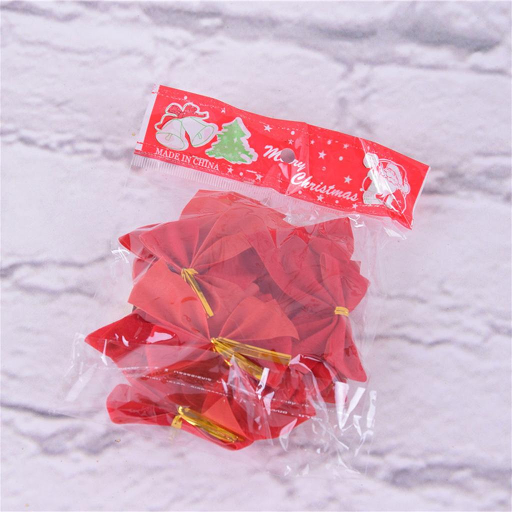 Pack of 12PCS Bowknot Decorations Christmas Tree Pendant Ornaments and Home Holiday Decor Stylish Party Accessories