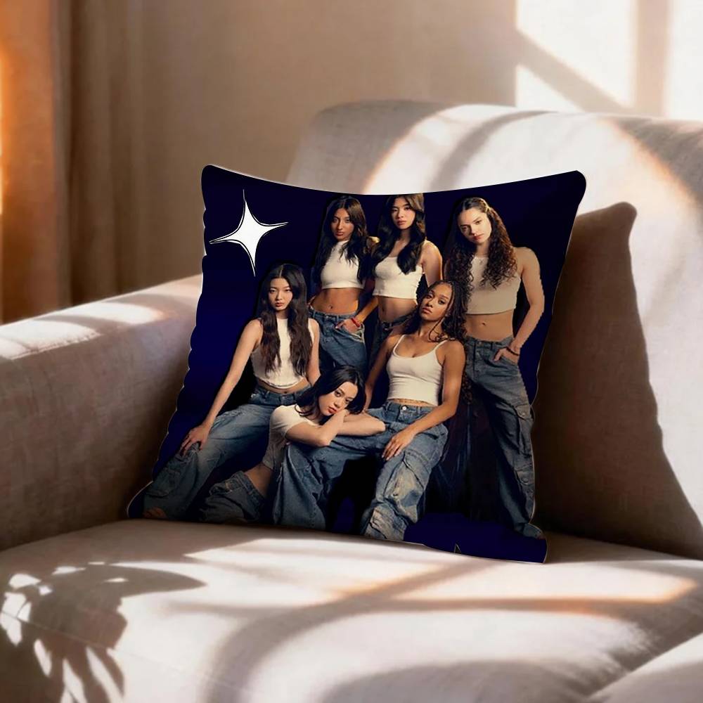 COOL Kpop Band KKatseye Pillow Case Pattern Printed Pillowcase For Living Room Sofa Cushion Cover