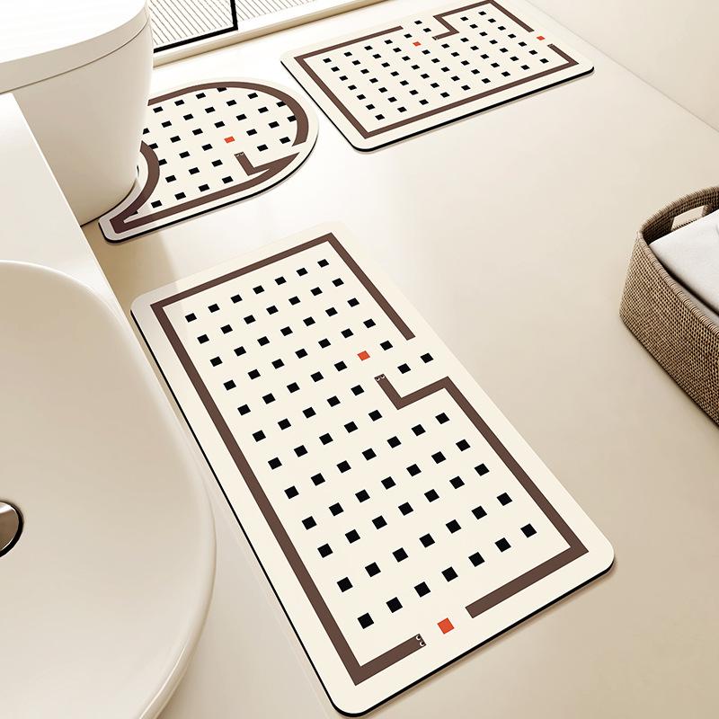 

Коврик для унитаза из трех частей, моющийся, износостойкий, диатомовый, грязевой, простой, противоскользящий коврик для ванной комнаты 50 * 80cm