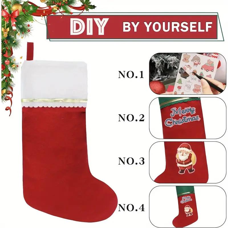 6 pièces Chaussettes Cadeaux de Noël Bouche Large Rouge Bricolage Bas de Noël Rouges Doux Pendentif Chaussette Arbre de Noël Décorations de Noël