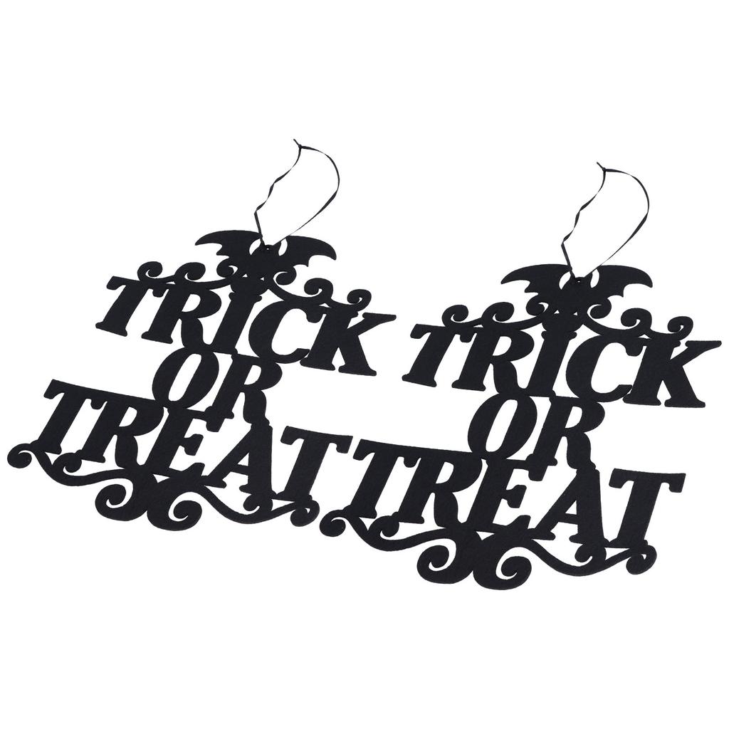 2Set Non Woven Fabric Halloween Hanging Sign Trick Or Treat Hanger for Front Door Party