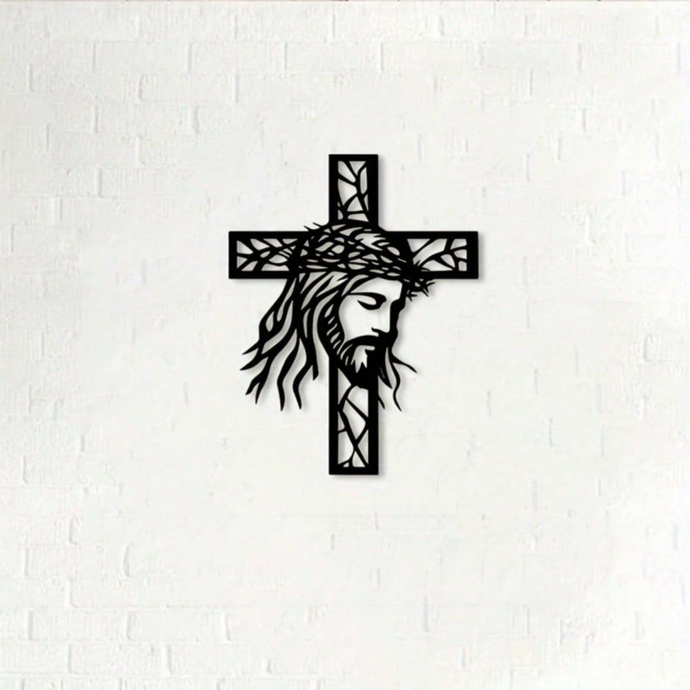 Handgeschmiedetes schwarzes Eisen Wandkreuz Jesus Skulptur Christliche Altar Dekoration Gebetsraum Geschenk