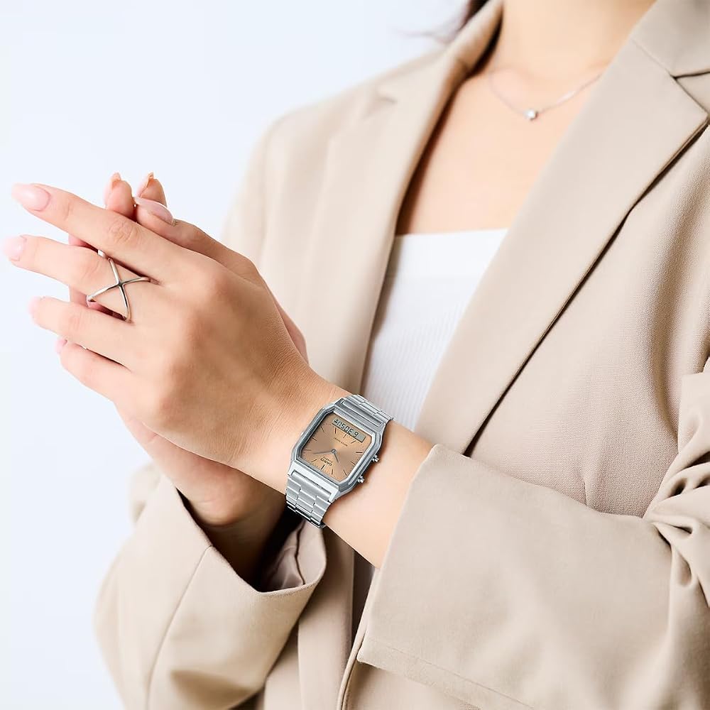 [Casio] CASIO ANA-DIGI Quartz Watch Vintage Series AQ-230A-2A1MQY Unisex Dual Time Ice Blue Overs...