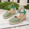 2026 Women's Hand-Woven Closed-Toe Wedge Sandals – Breathable, Comfortable High Heels