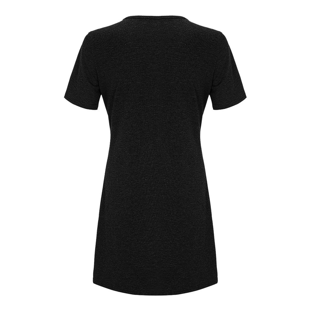 Fashion Women Casual Short Sleeve  Solid Ladies Loose  Dress