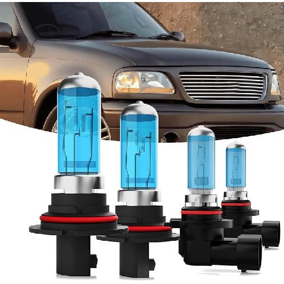 Headlights Fit for 2015-2020 Ford F150 Halogen Headlight Bulbs,9005/HB3/H10 High Beam & H11/H8/H9 Low Beam Headlight Bulbs,Plug And Play,Pack of 4